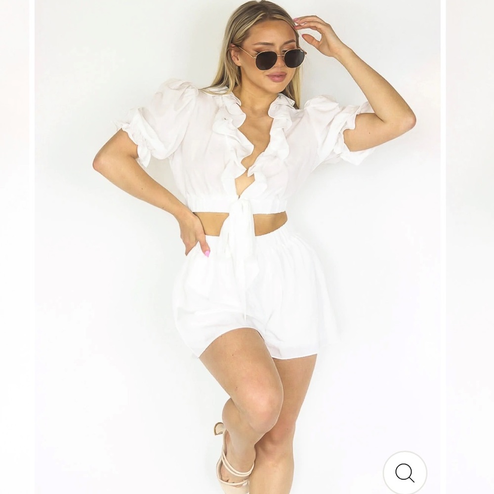 Jack & Georgia Two Piece White Short Set